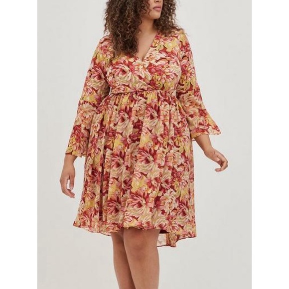 Torrid Mini Chiffon And Studio Knit Surplice Dress - Picture 1 of 10